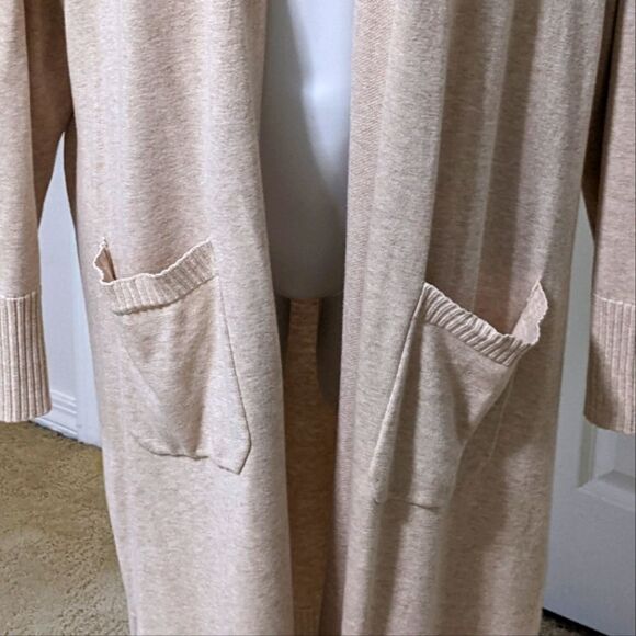 NWOT Isaac Mizrahi Women's Open Front Duster w/ Patch Pockets, Ribbed Cuffs - Picture 10 of 14